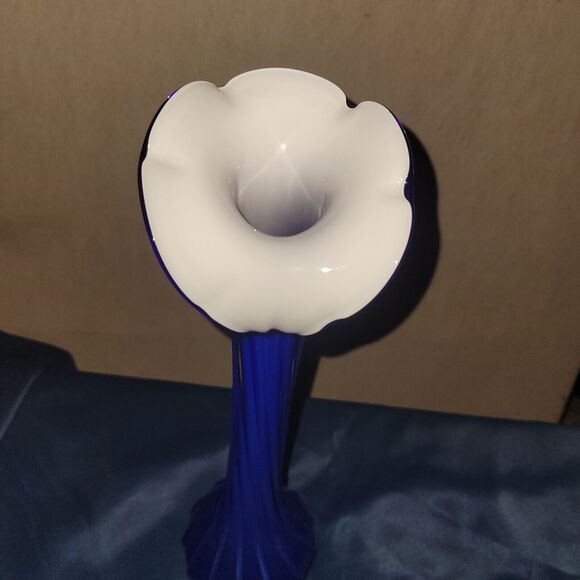 '60s VTG Murano Cobalt Blue Jack In The Pulpit Soliflore Vase Handblown Glass - Picture 7 of 16